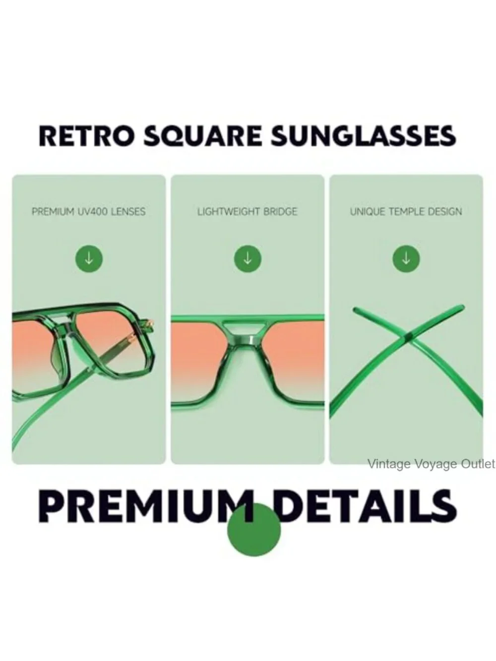 Retro Aviator Sunglasses with UV400 Protection - Unisex Square Frame Shades